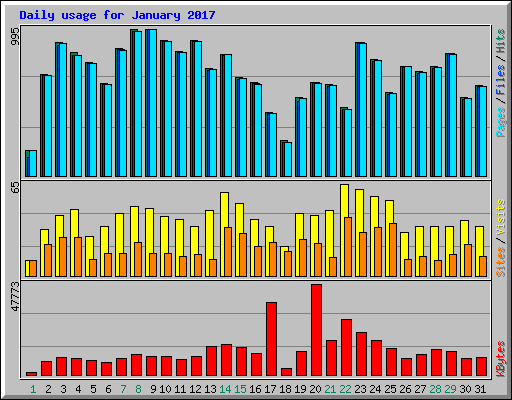 Daily usage for January 2017