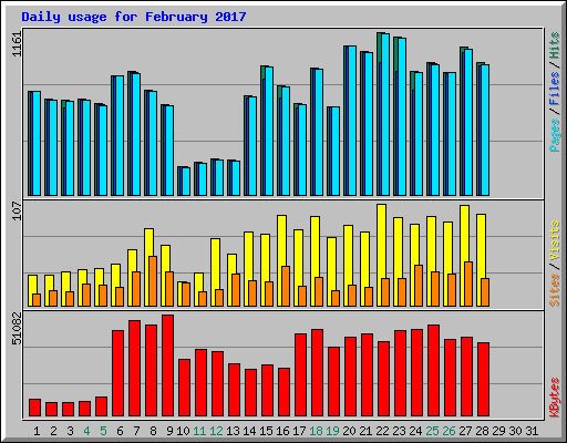 Daily usage for February 2017