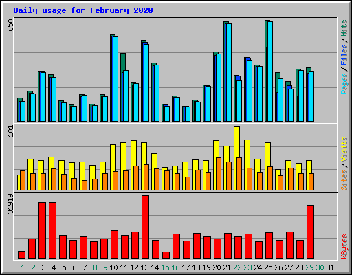 Daily usage for February 2020