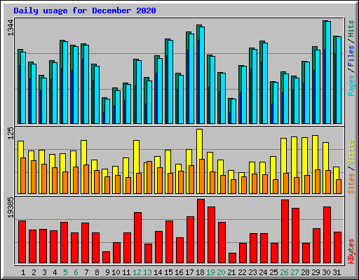 Daily usage for December 2020