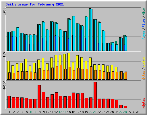 Daily usage for February 2021