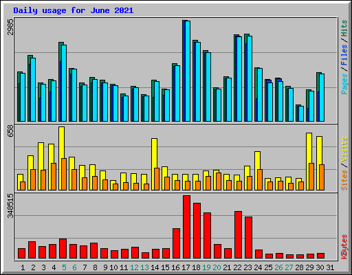 Daily usage for June 2021