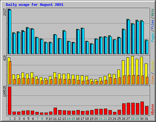 Daily usage for August 2021