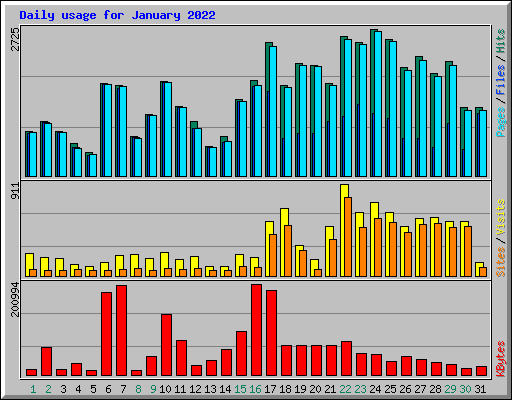 Daily usage for January 2022