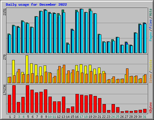 Daily usage for December 2022