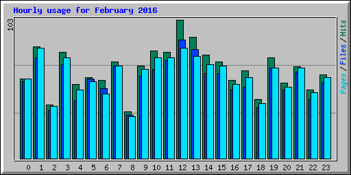 Hourly usage for February 2016