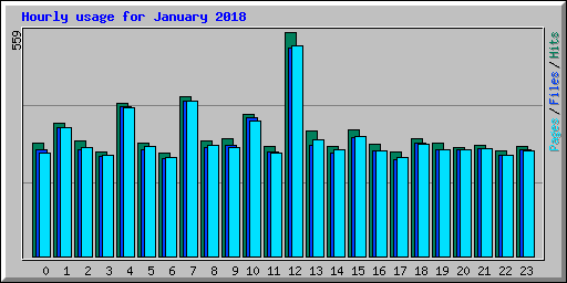 Hourly usage for January 2018